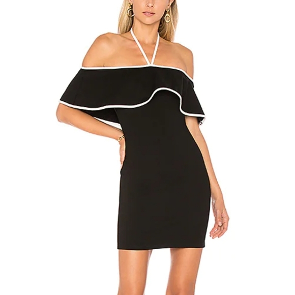 by the way. x Revolve Rei Mini Dress Bodycon Off Shoulder Black White Size XS - Picture 1 of 12